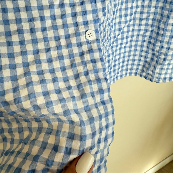 US Polo Gingham Mini Dress Button Down Puff Sleeve Cottagecore Women’s Small - Picture 3 of 8